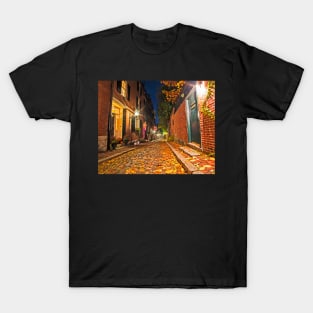 Acorn Street Autumn Boston Mass Street T-Shirt